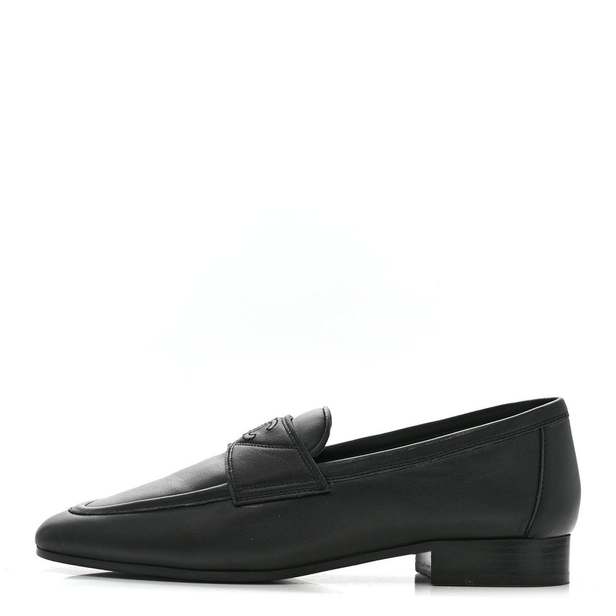 Lambskin Stitched CC Loafers Black