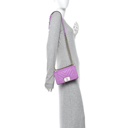 Small Quilted Lambskin Flap Shoulder Bag - Purple