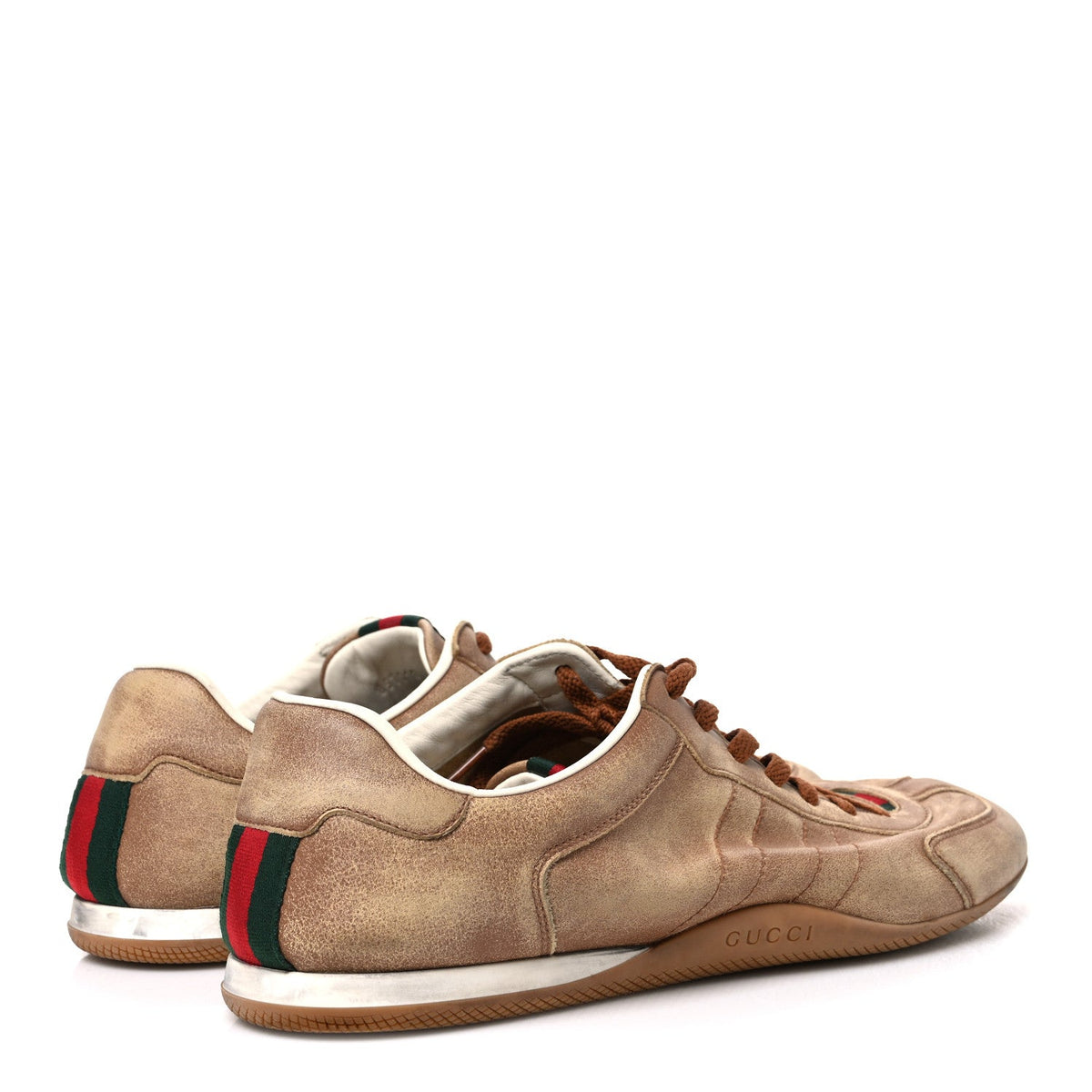 Gucci Monogram Suede Web Men's Shift Sneakers 9.5 Beige Brown