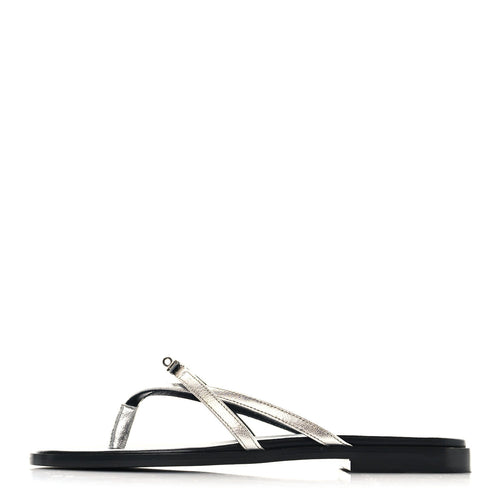 Metallic Goatskin Miss Sandals Gris Argente