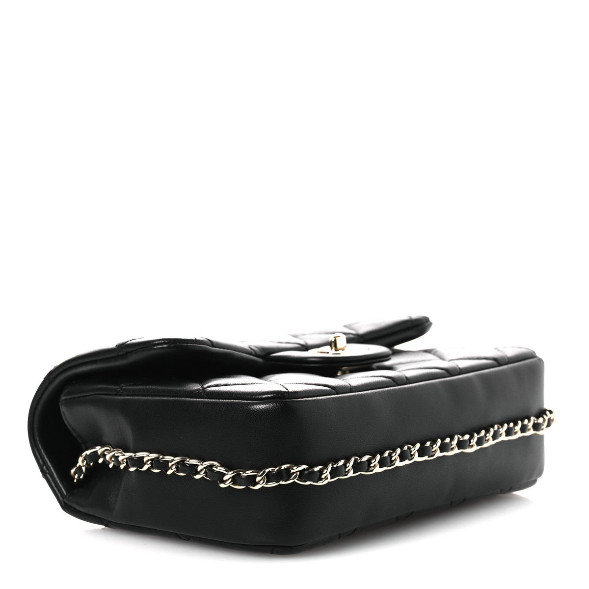Small Quilted Lambskin Flap Shoulder Bag - Black