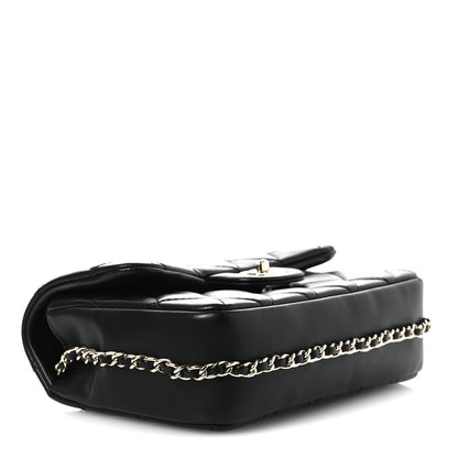 Small Quilted Lambskin Flap Shoulder Bag - Black