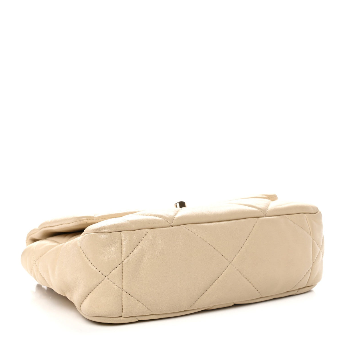 Medium Quilted Lambskin Flap Shoulder Bag - Beige