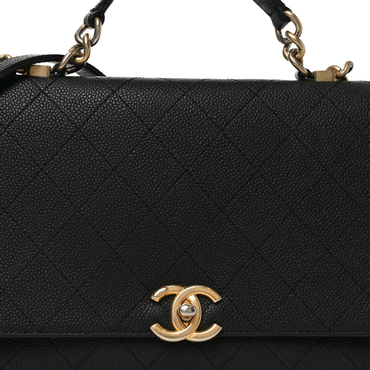 Caviar Flap Shoulder Bag - Black
