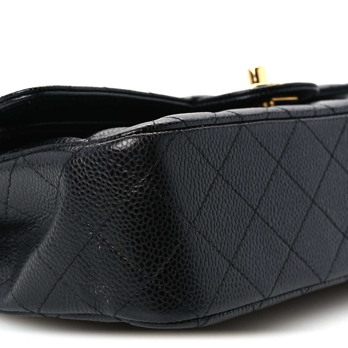 Medium Quilted Caviar Flap Shoulder Bag - Black