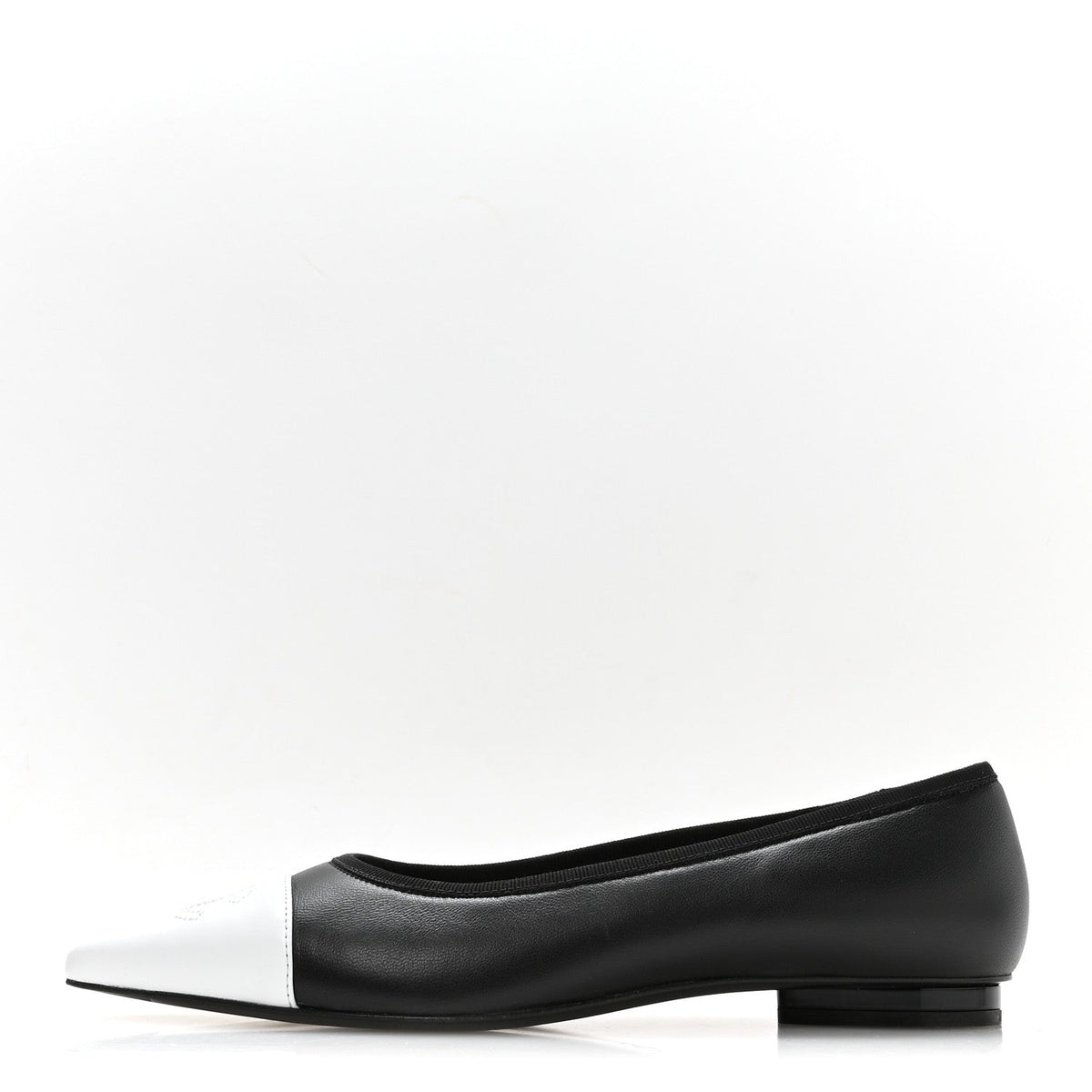 Lambskin Iridescent Lambskin Cap Toe CC Flats Black White