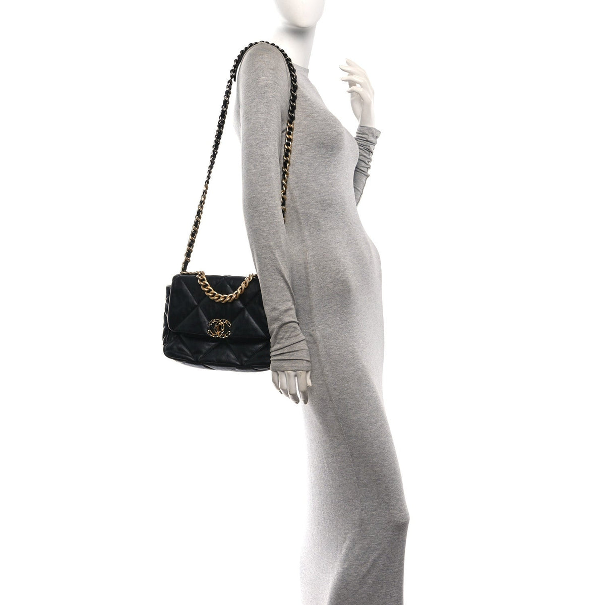 Medium Quilted Lambskin Flap Shoulder Bag - Black