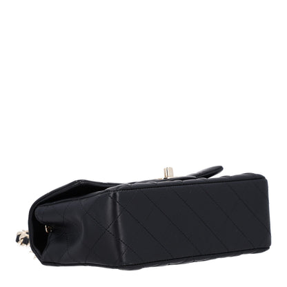 Mini Quilted Lambskin Flap Shoulder Bag - Tan