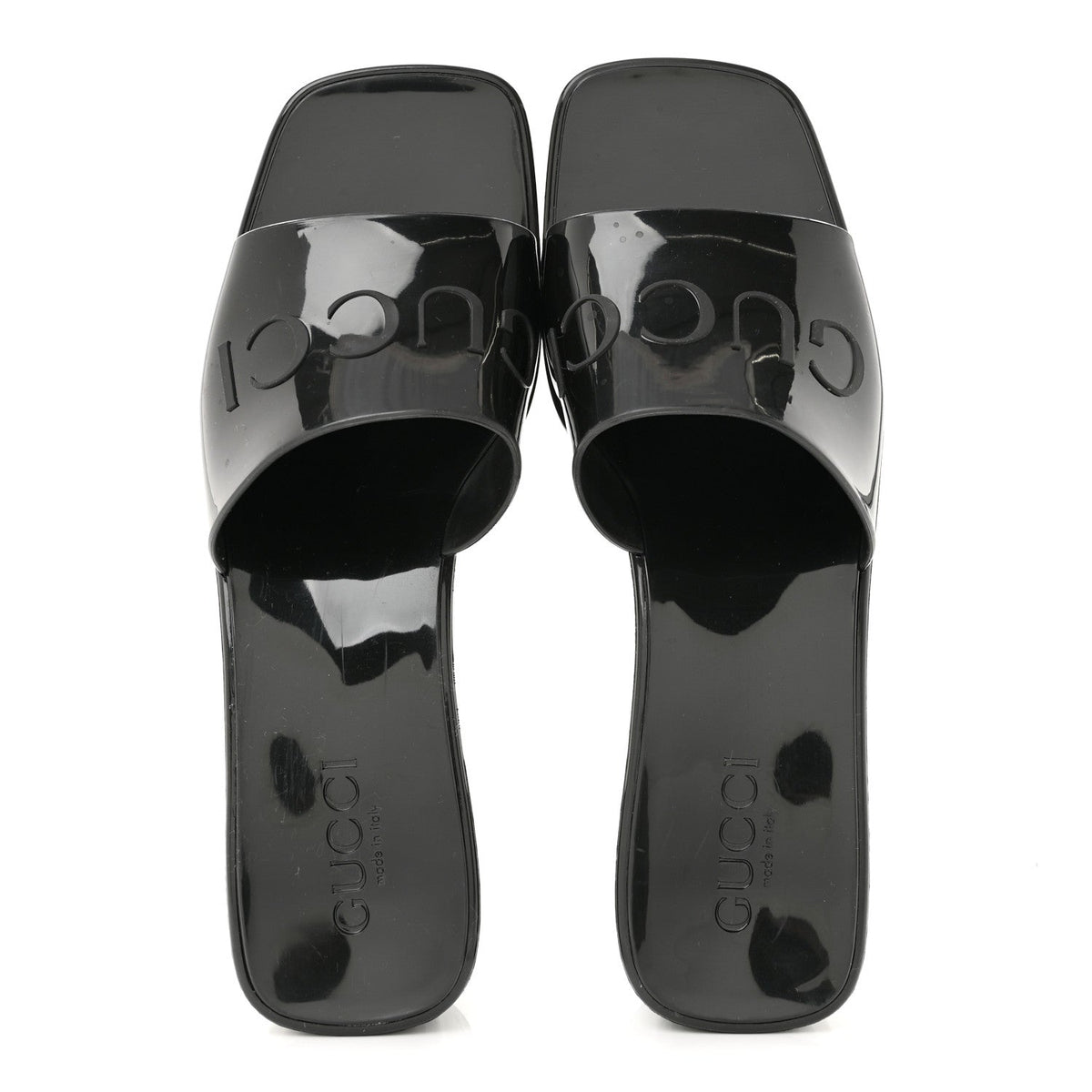 Gucci Rubber Logo Women's Platform Slide Sandals 38 Black