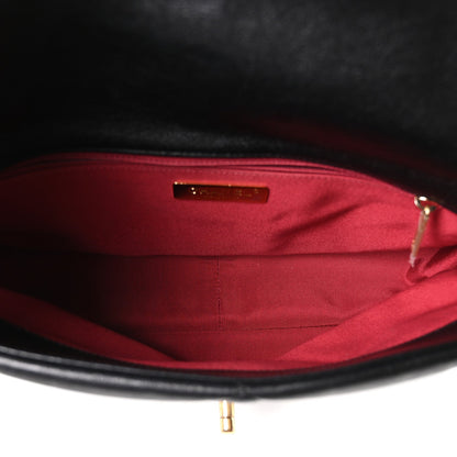 Large Quilted Goatskin Flap Shoulder Bag - Black