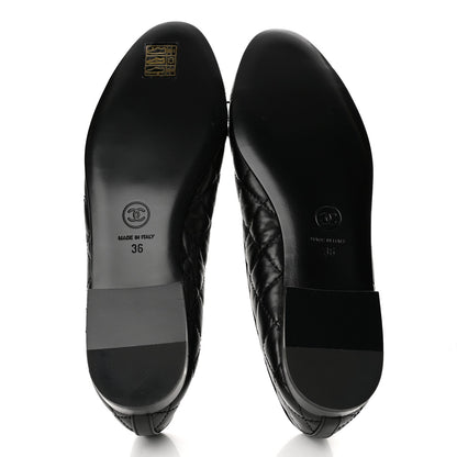Chanel Aged Calfskin Quilted CC Cap Toe Women's Flats
