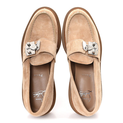 Christian Louboutin Suede Men's Urban Moc Lock Loafers 38 Beige