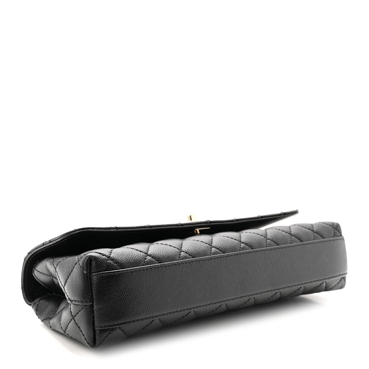Maxi Quilted Caviar Flap Shoulder Bag - Black