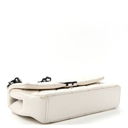 Small Quilted Caviar Flap Shoulder Bag - White