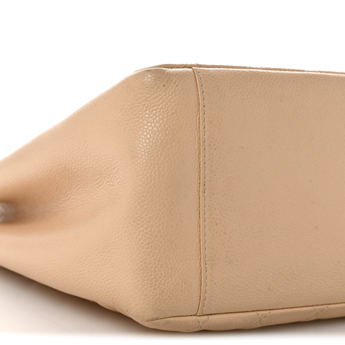 Quilted Caviar Tote Bag - Beige