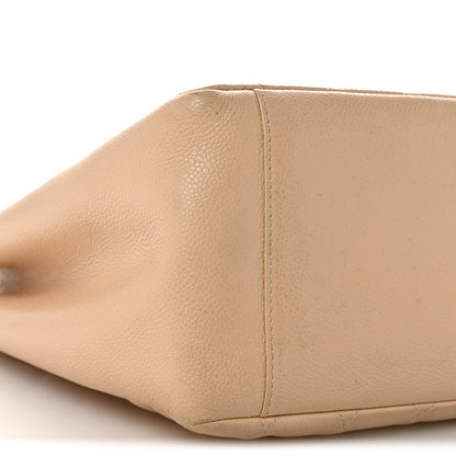 Quilted Caviar Tote Bag - Beige