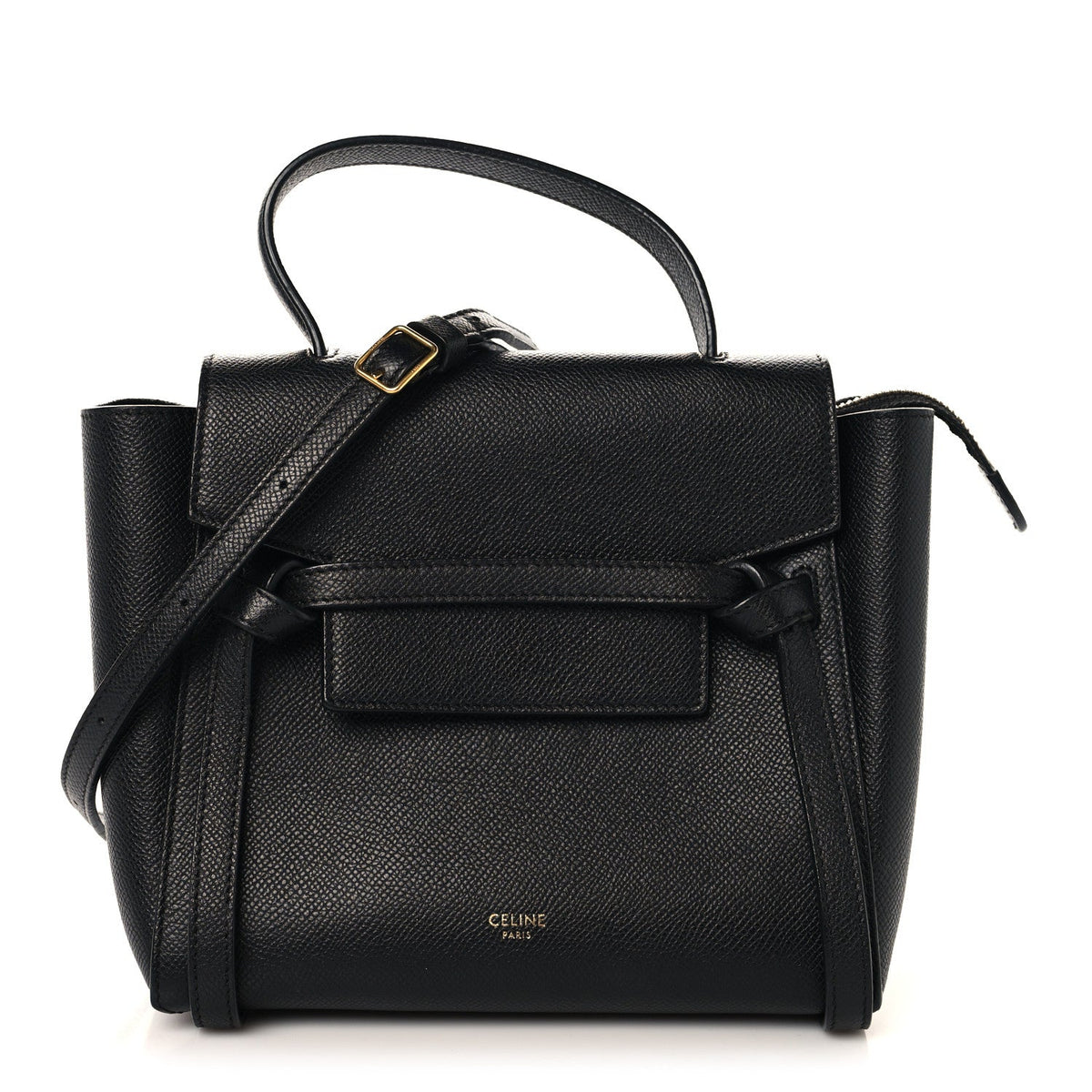Nano Calfskin Belt Bag - Black