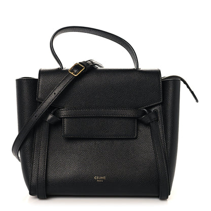 Nano Calfskin Belt Bag - Black