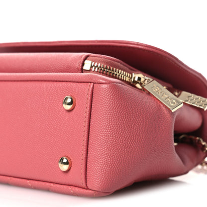 Small Quilted Caviar Flap Shoulder Bag - Pink