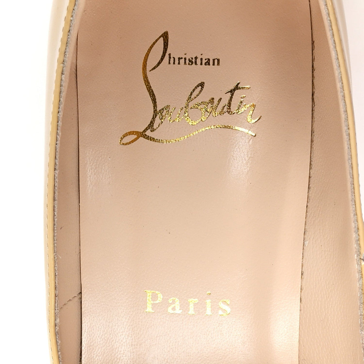 Christian Louboutin Patent Fifi 100 Women's Pumps 38.5 Nude