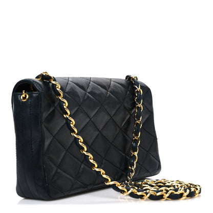 Small Quilted Lambskin Flap Shoulder Bag - Black