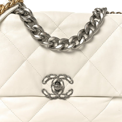 Large Quilted Flap Shoulder Bag - White