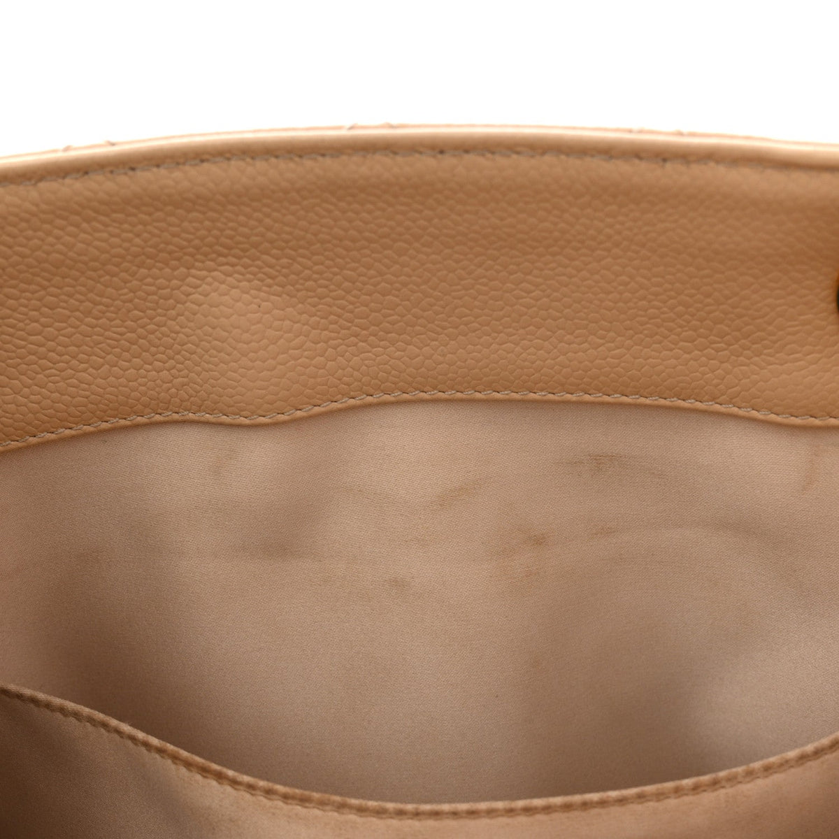 Quilted Caviar Tote Bag - Beige