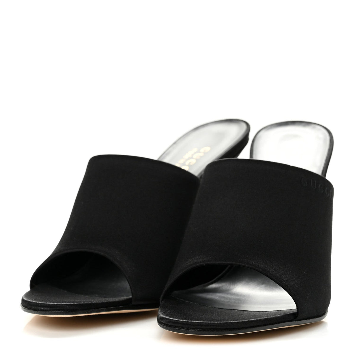 Gucci Satin Silk Women's Logo Sandal Pumps 38 Black