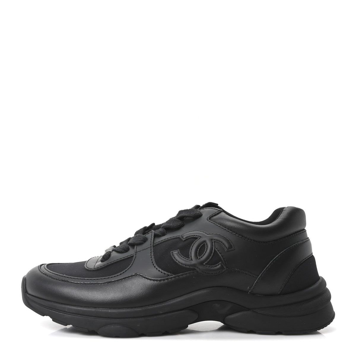 Lambskin Fabric CC Uniform Sneakers Black