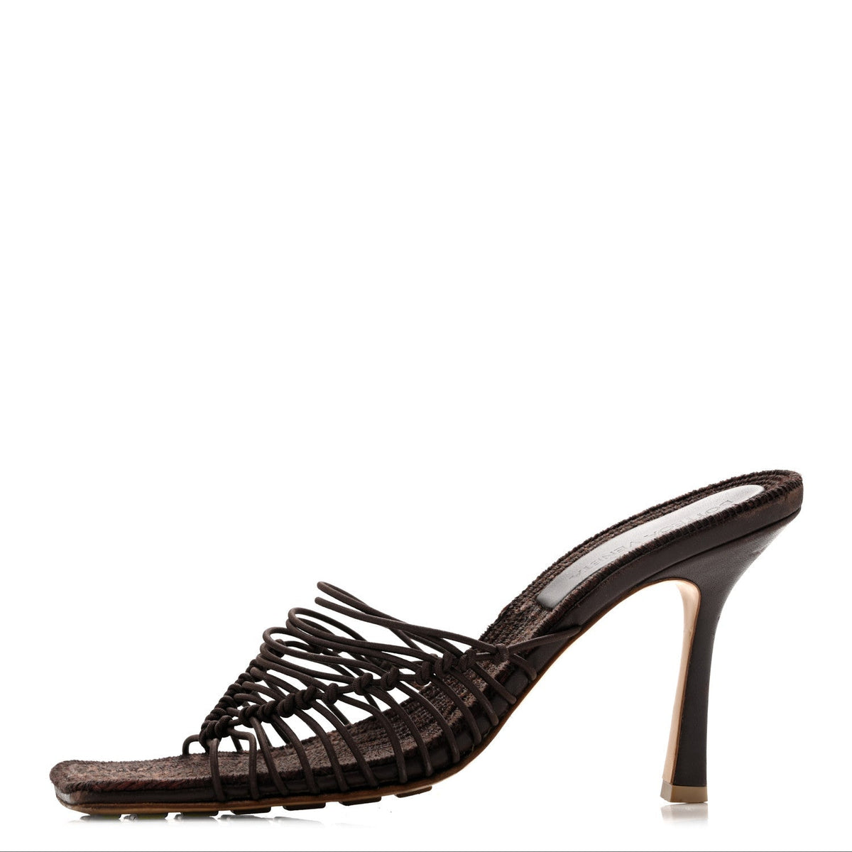 Bottega Veneta Raffia Elasticized Women's Cindy Stretch Mule Sandals 39 Bitter Chocolate