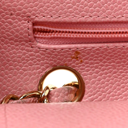 Medium Quilted Caviar Flap Shoulder Bag - Pink
