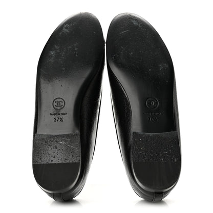 Chanel Crumpled Lambskin CC Cap Toe Women's Flats Black White