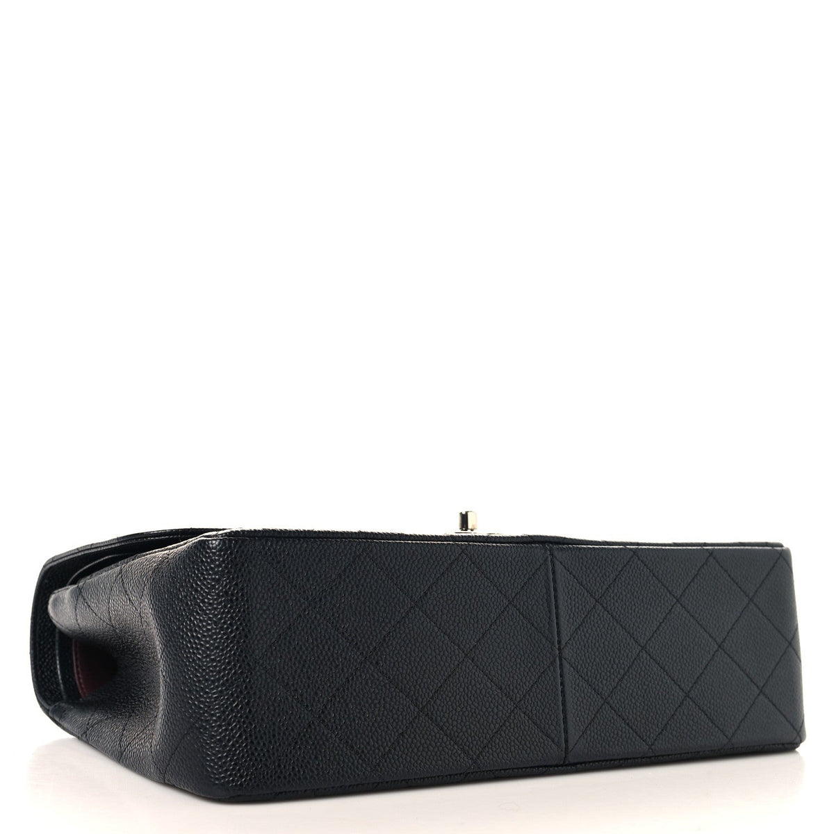 Quilted Caviar Flap Shoulder Bag - Black