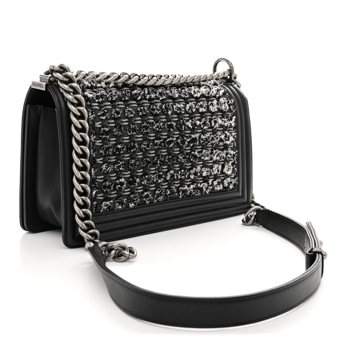 Medium Calfskin Flap Shoulder Bag - Black