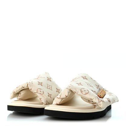 Louis Vuitton Nylon Monogram Women's Pool Pillow Comfort Mules 41 Dune Beige