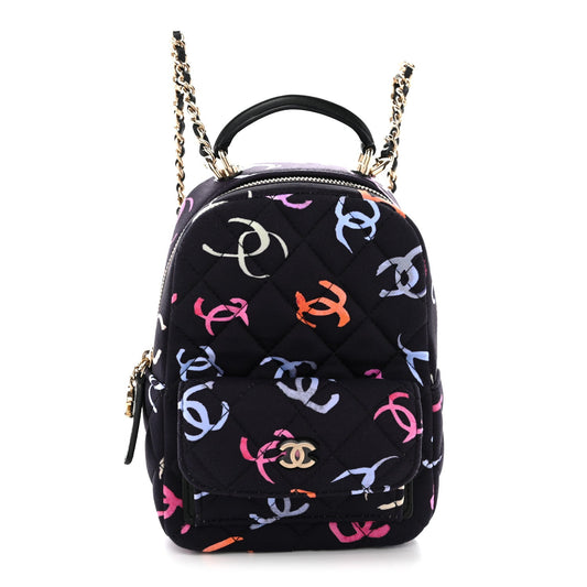 Mini Quilted Fabric Backpack - Black