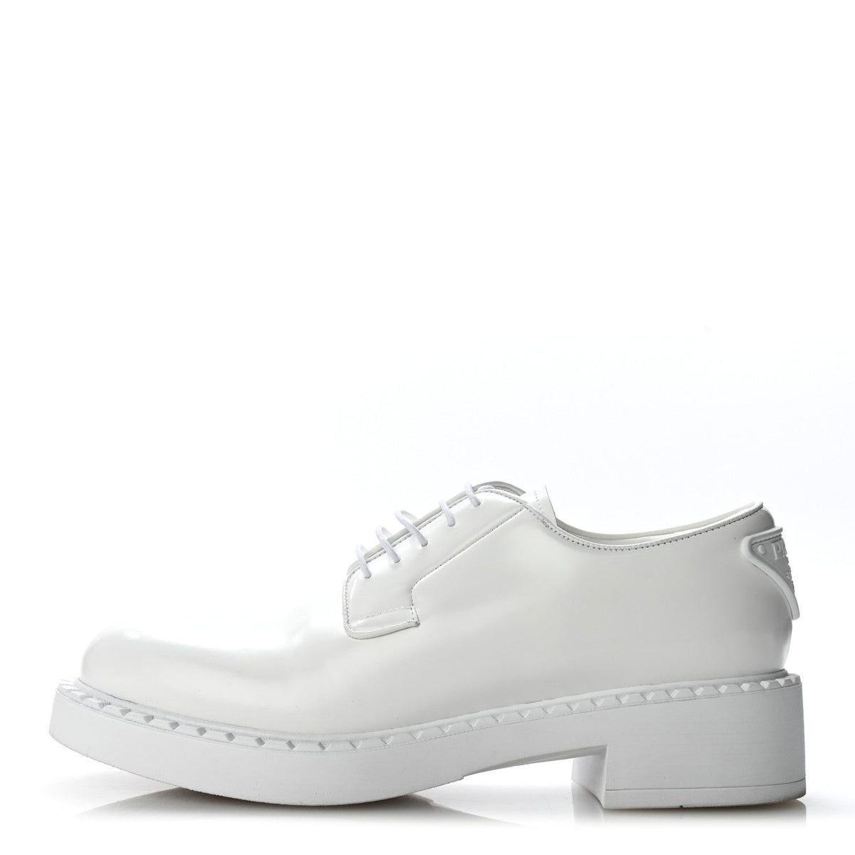 Spazzolato Calzature Donna Triangle Logo 50Mm Derby Loafers White Whit