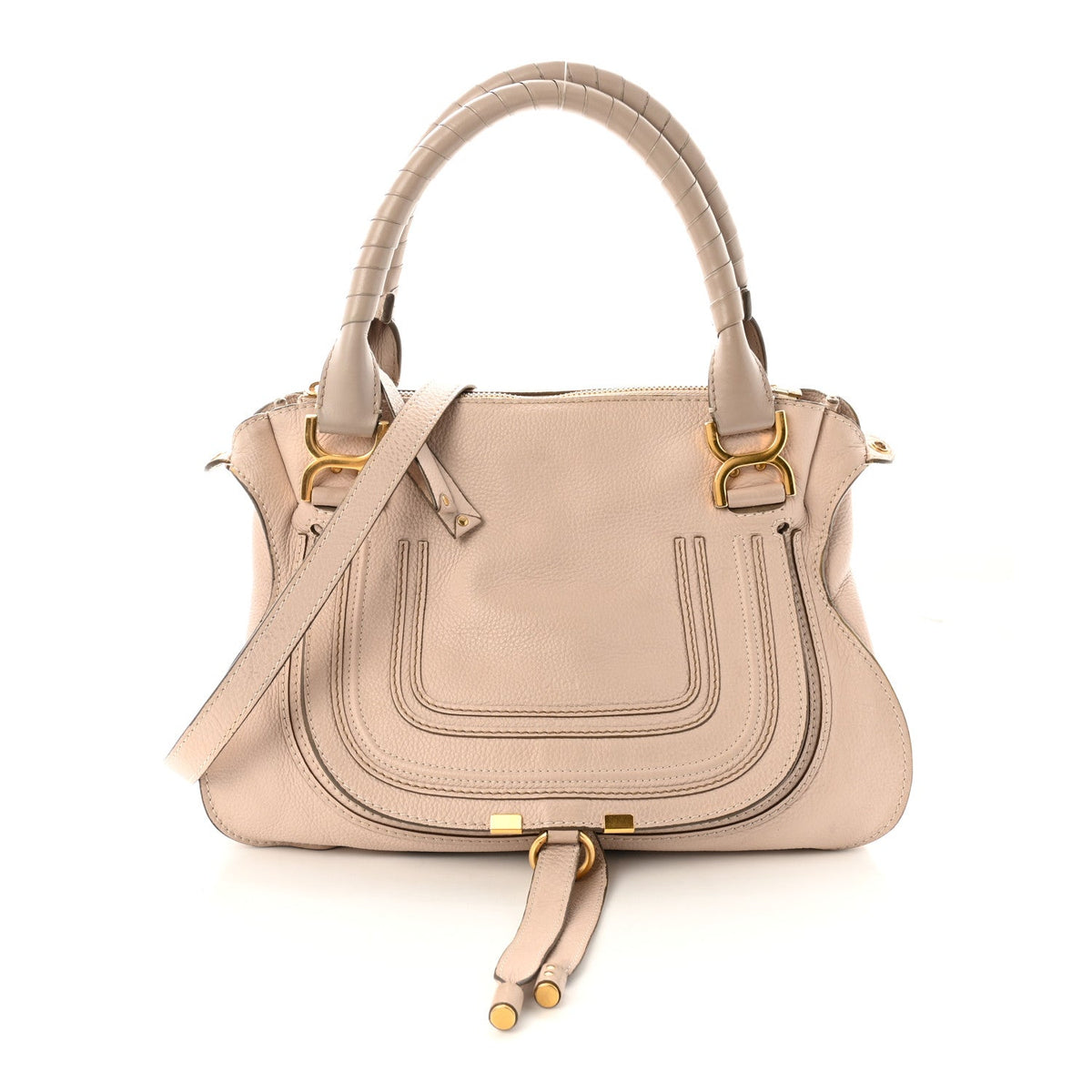 Medium Calfskin Satchel Bag - White