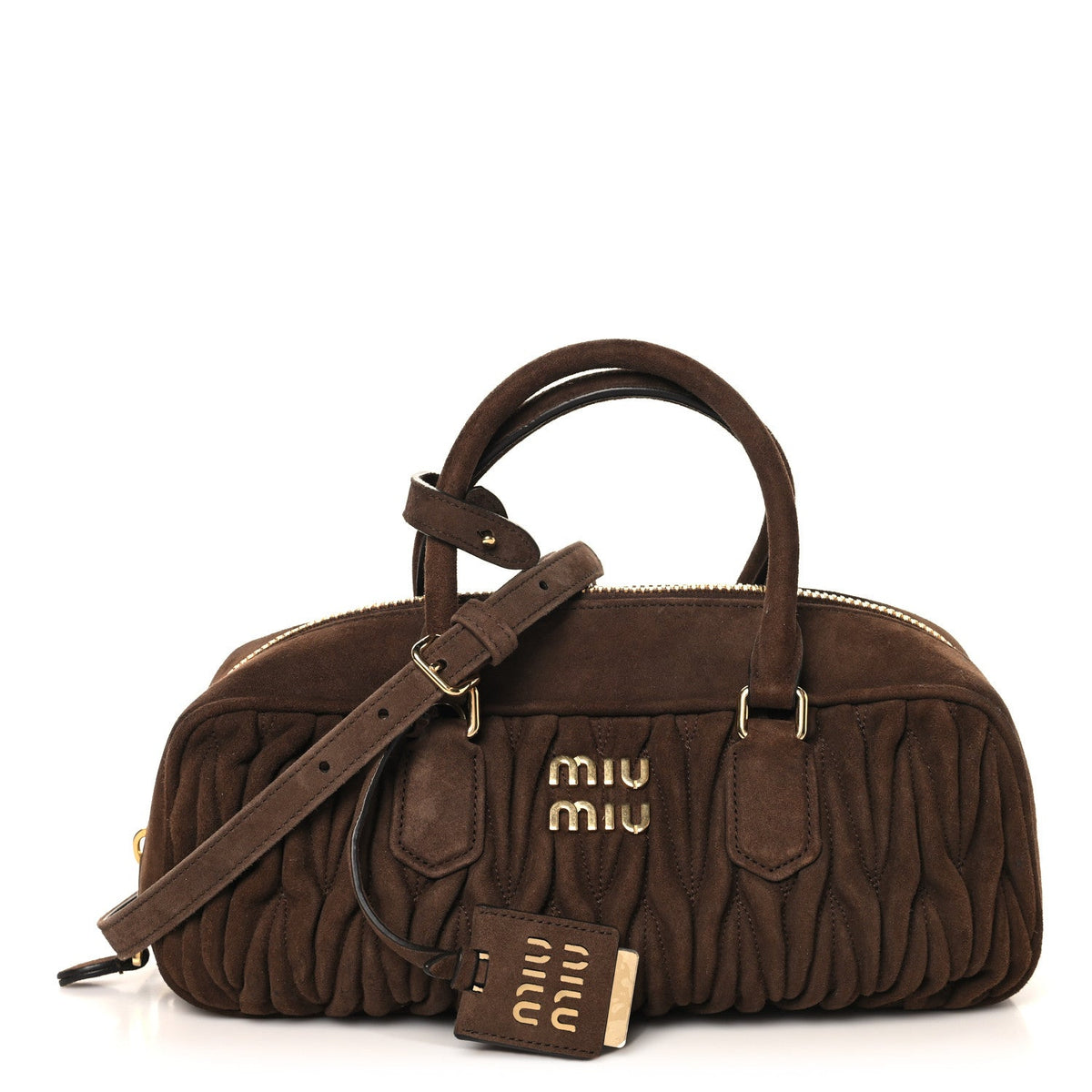 Large Suede Handbag - Brown