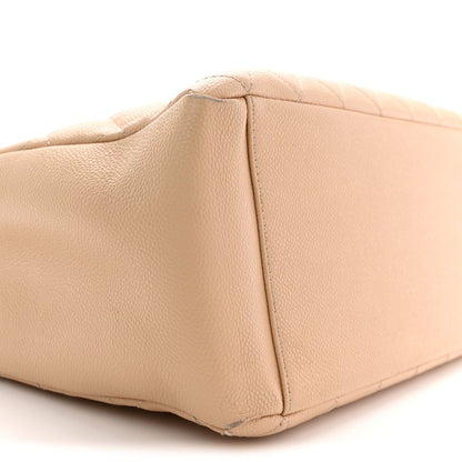 Quilted Caviar Tote Bag - Beige