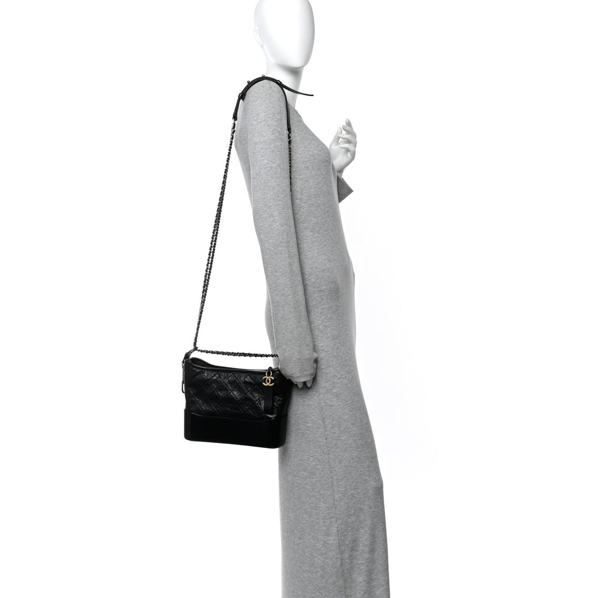 Medium Quilted Calfskin Hobo Bag - Black