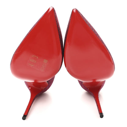 Christian Louboutin Glitter Tisse Pigalle Follies 120 Women's Pumps 37.5 Cassis