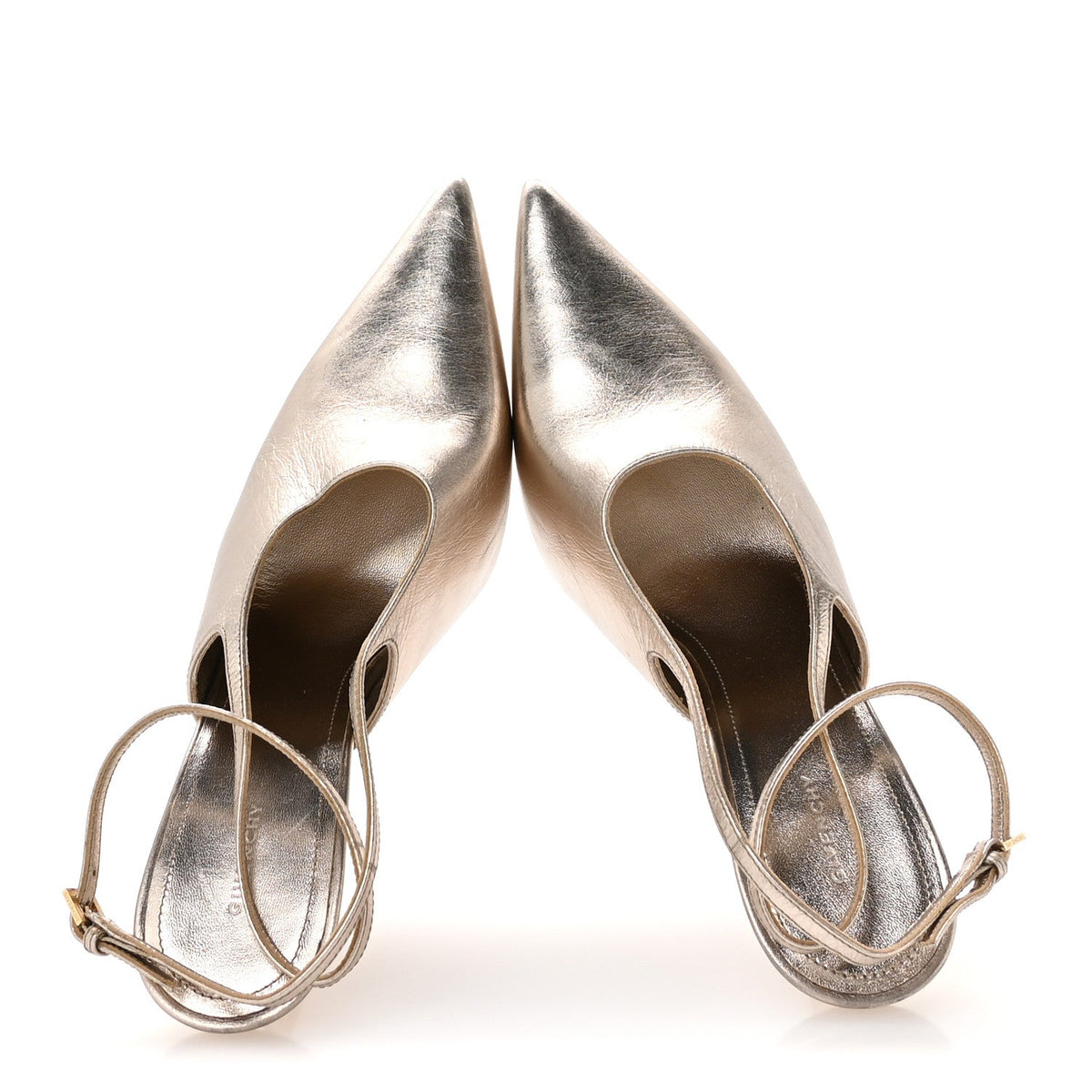 Givenchy Metallic Sheepskin Women's Show Slingback Pumps 36 Dusty Gold
