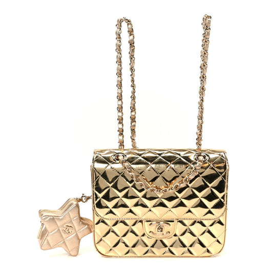 Quilted Calfskin Backpack - Gold
