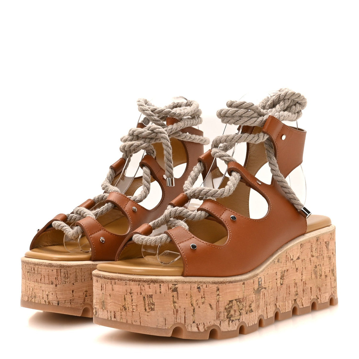 Hermès Calfskin Cork Women's Medusa 30 Sandals 37 Naturel