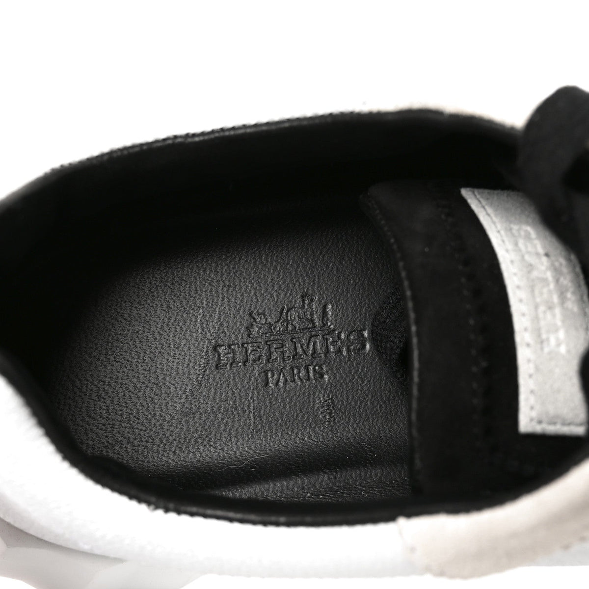 Hermes Calfskin Suede Bouncing Women's Sneakers White Black