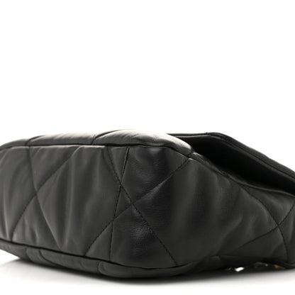 Medium Quilted Lambskin Flap Shoulder Bag - Black