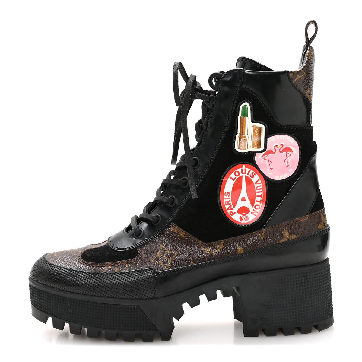 Suede Calfskin Monogram LV Black Heart Laureate Platform Desert Boots 