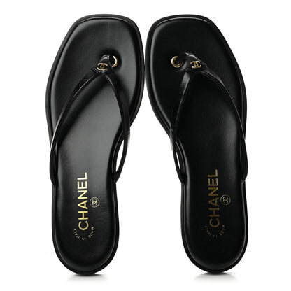 Chanel Goatskin CC Times Square Women's Thong Sandals