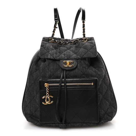 Quilted Calfskin Backpack - Grey